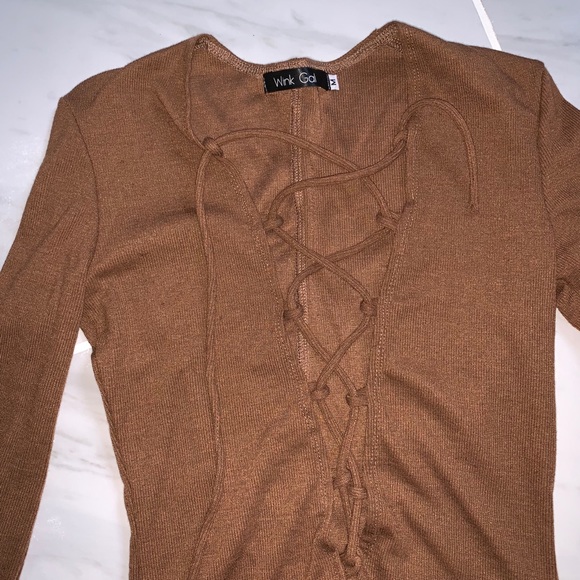 Long Sleeve LaceUp Front Body Suit - Picture 2 of 2